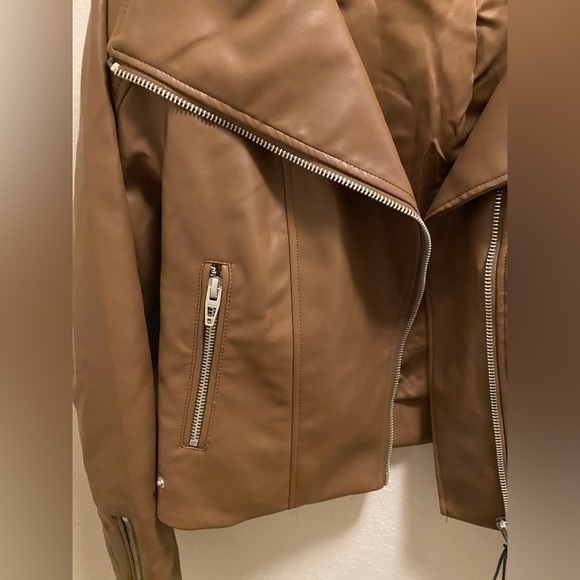 Blank NYC Brown Faux Leather Full Zip Moto Jacket New W/ Tag Biker Grunge City - Picture 2 of 10